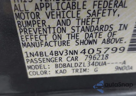 2022 Nissan Altima S Fwd from USA, damaged, VIN 1N4BL4BV3NN405799